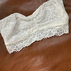 white NWOT lace bandeau strapless bra size M NWOT